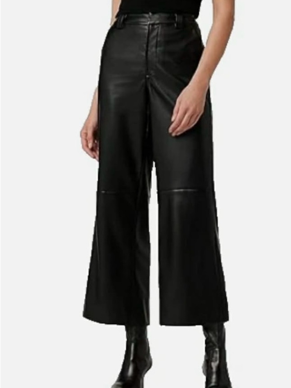 Joe’s Jeans Women’s The Mia Ankle Wide-Leg Faux Leather Black Pants Size 30 NWT